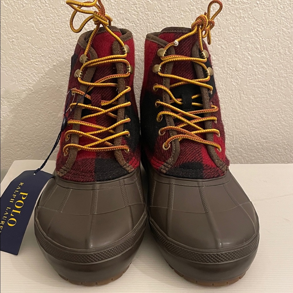 Polo Ralph Lauren Men's Claus Plaid Wool Lace-Up Duck Boots - Picture 2 of 16